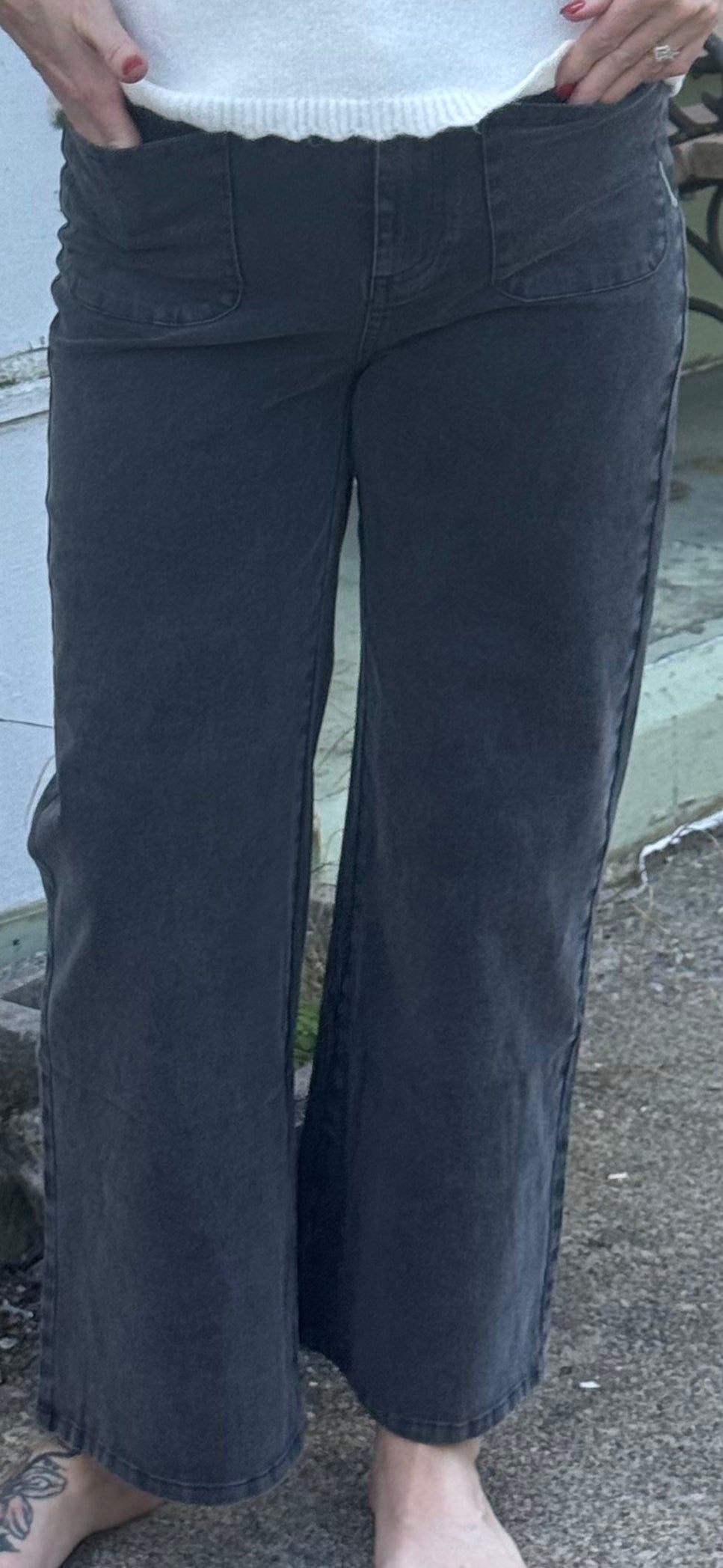 Black Faded Washed Pants