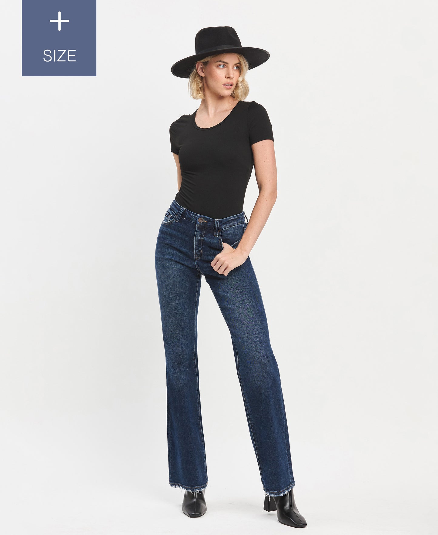 VERVET PLUS SIZE HIGH RISE RELAXED FLARE JEANS