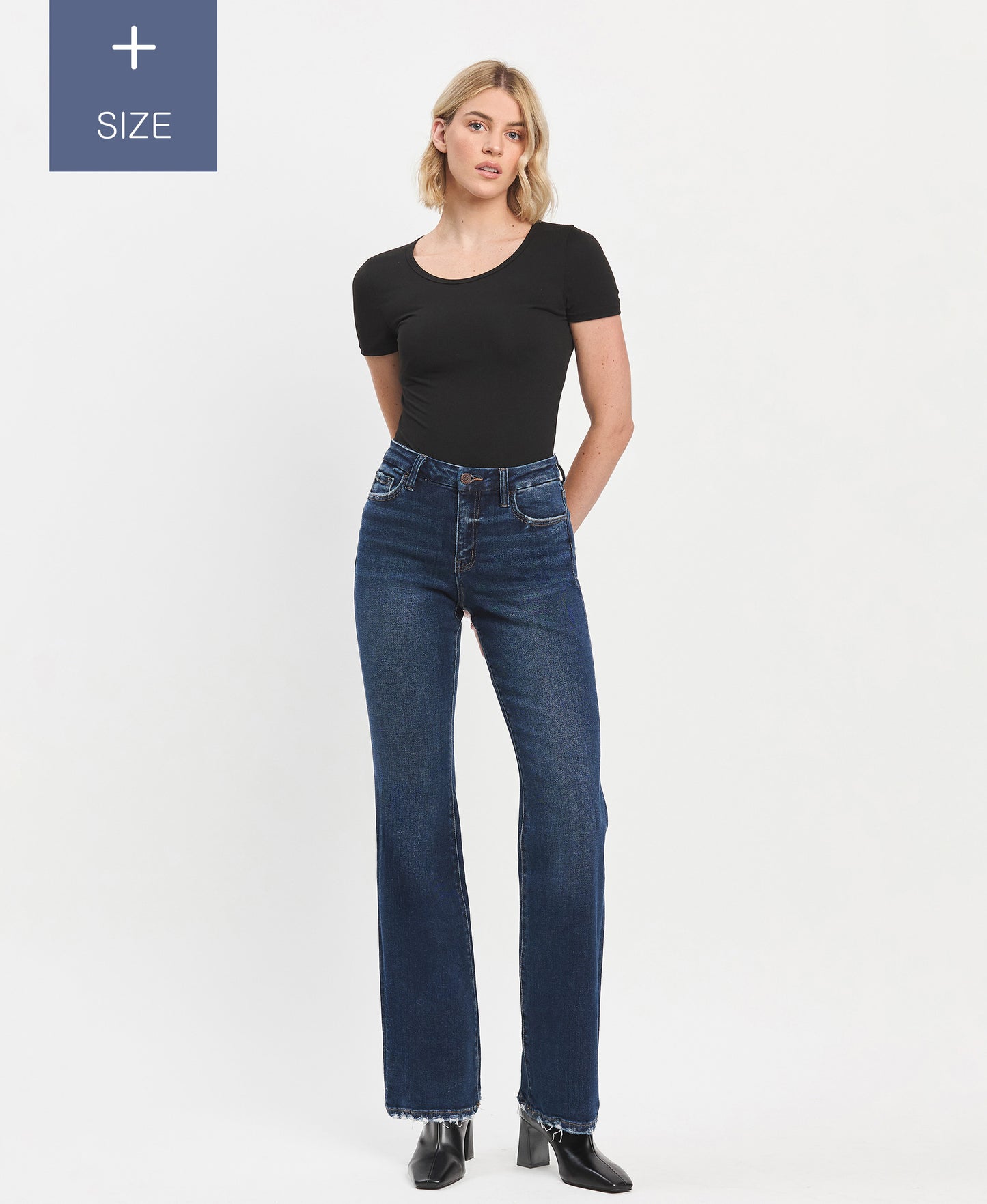 VERVET PLUS SIZE HIGH RISE RELAXED FLARE JEANS