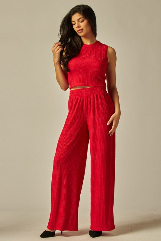 Crinkle Textured 2-pc. Cropped Lounge Set (multiple colors)