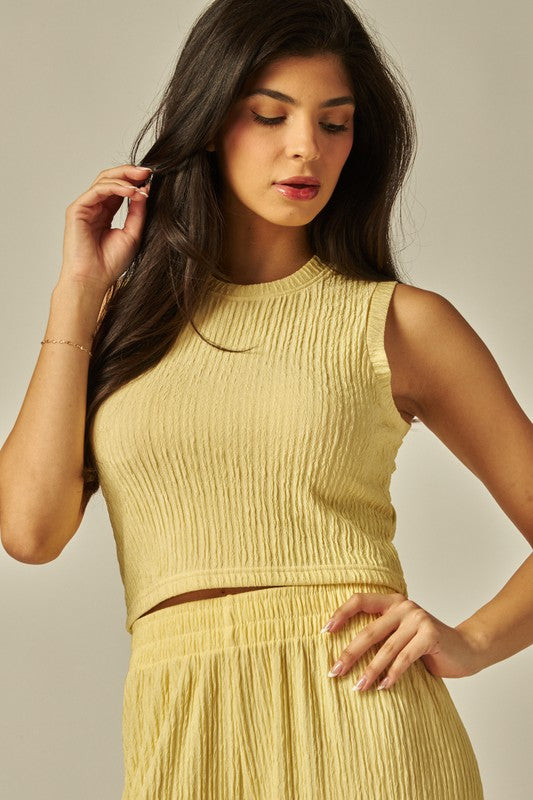 Crinkle Textured 2-pc. Cropped Lounge Set (multiple colors)