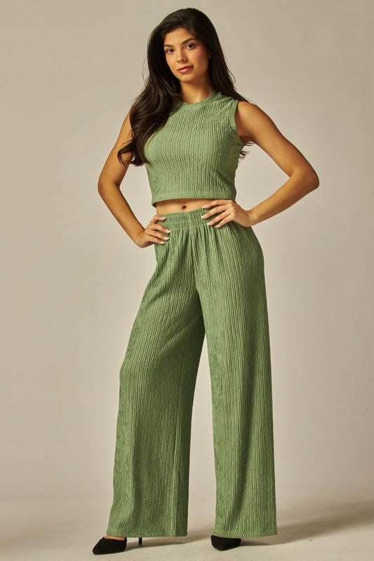 Crinkle Textured 2-pc. Cropped Lounge Set (multiple colors)
