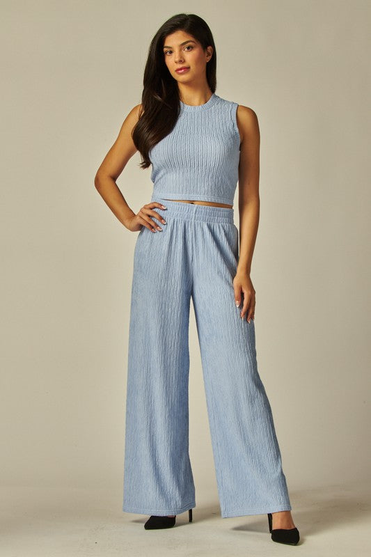 Crinkle Textured 2-pc. Cropped Lounge Set (multiple colors)