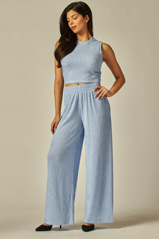 Crinkle Textured 2-pc. Cropped Lounge Set (multiple colors)
