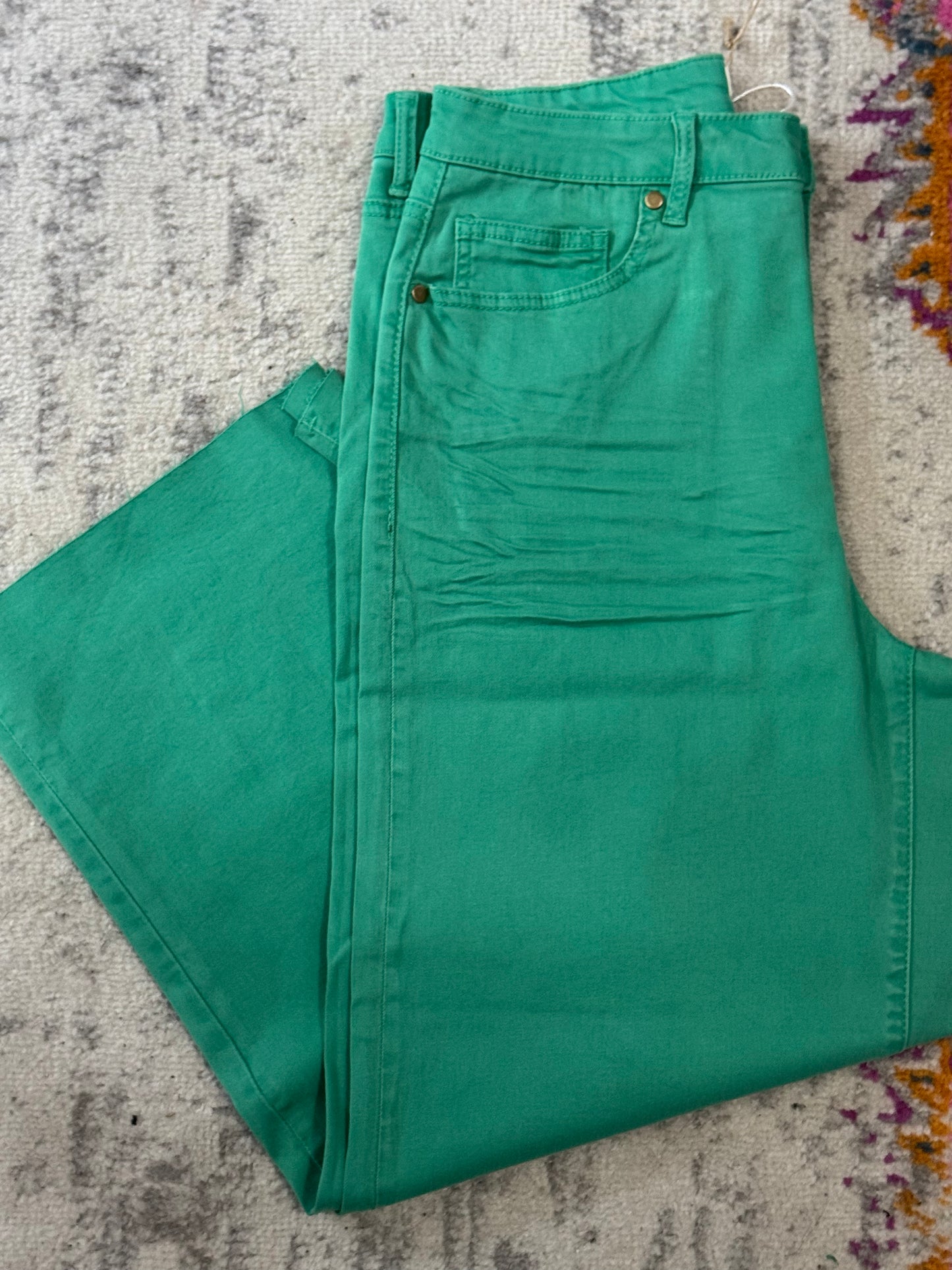 Wide Leg, Cropped, Button Fly