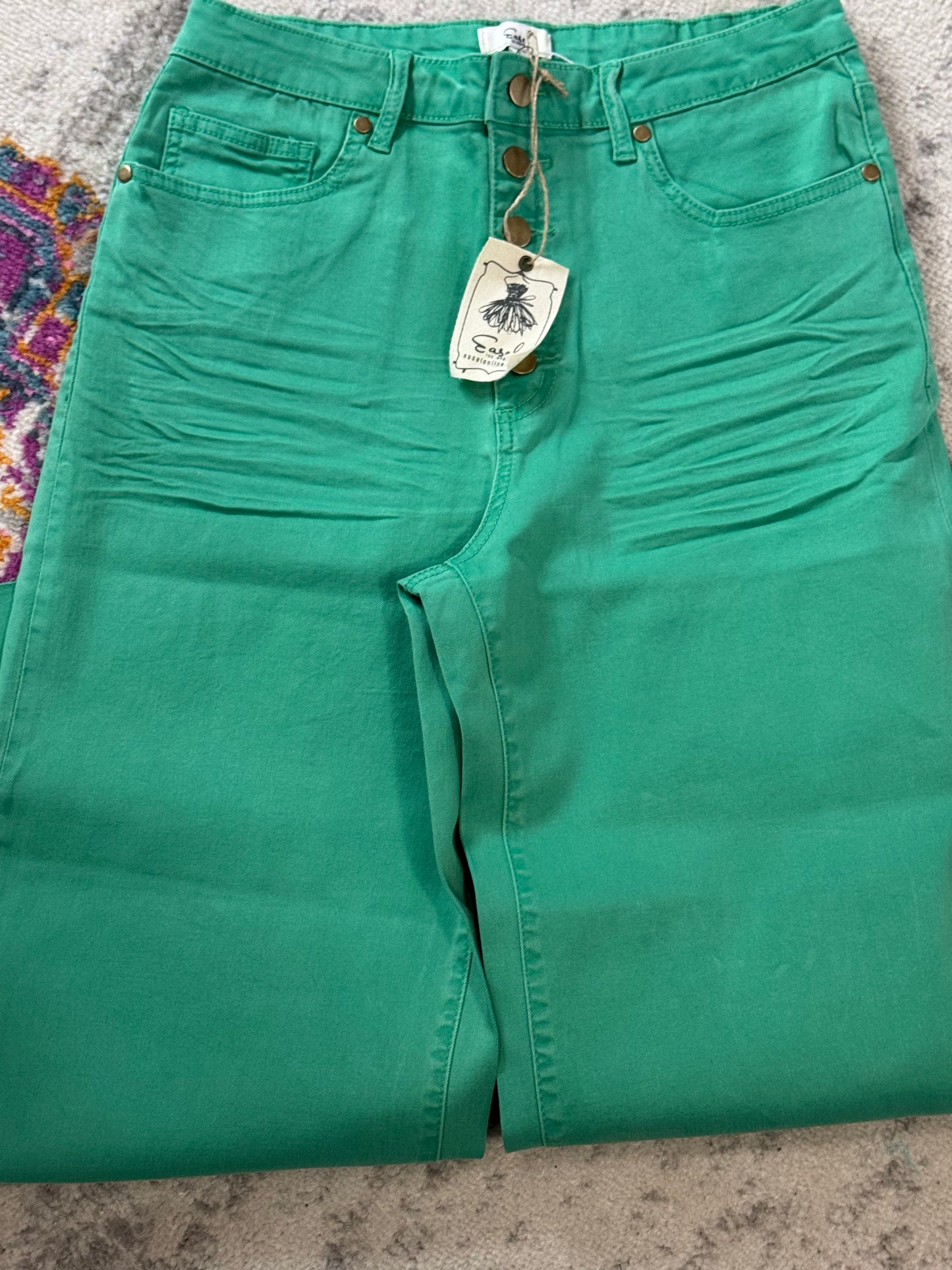 Wide Leg, Cropped, Button Fly