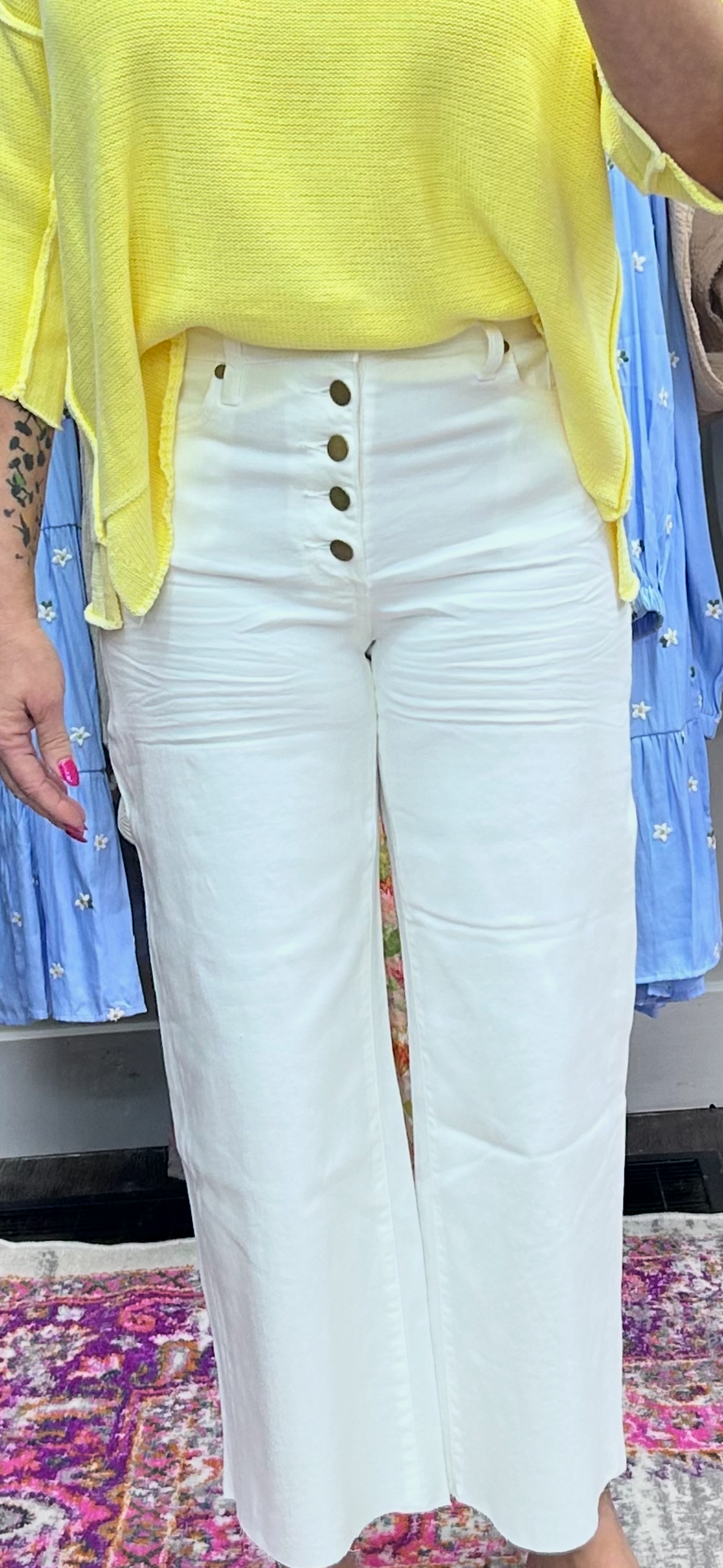Wide Leg, Cropped, Button Fly