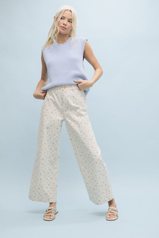 Blue Floral Pants