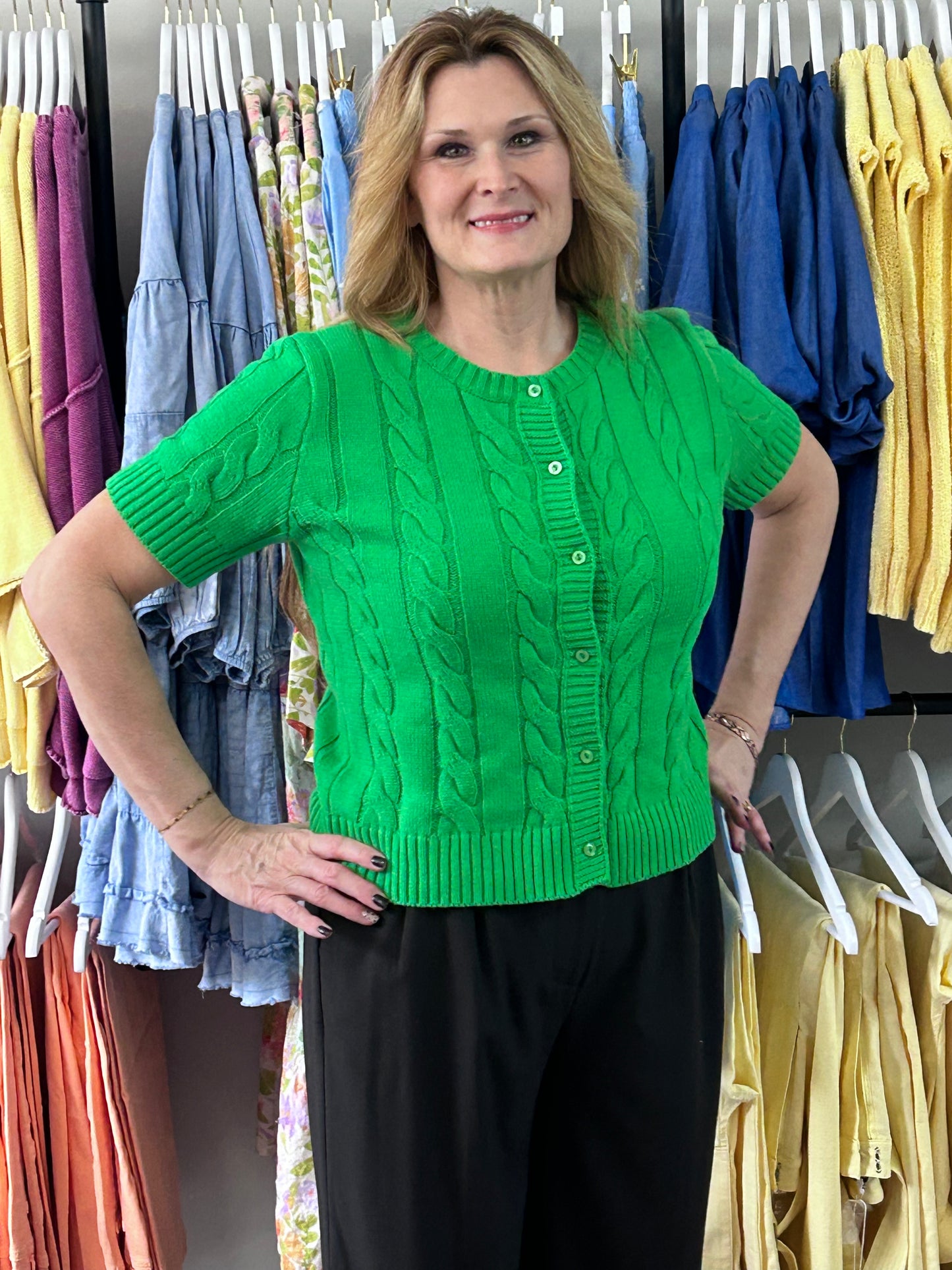 Kelley Green Button Up Sweater