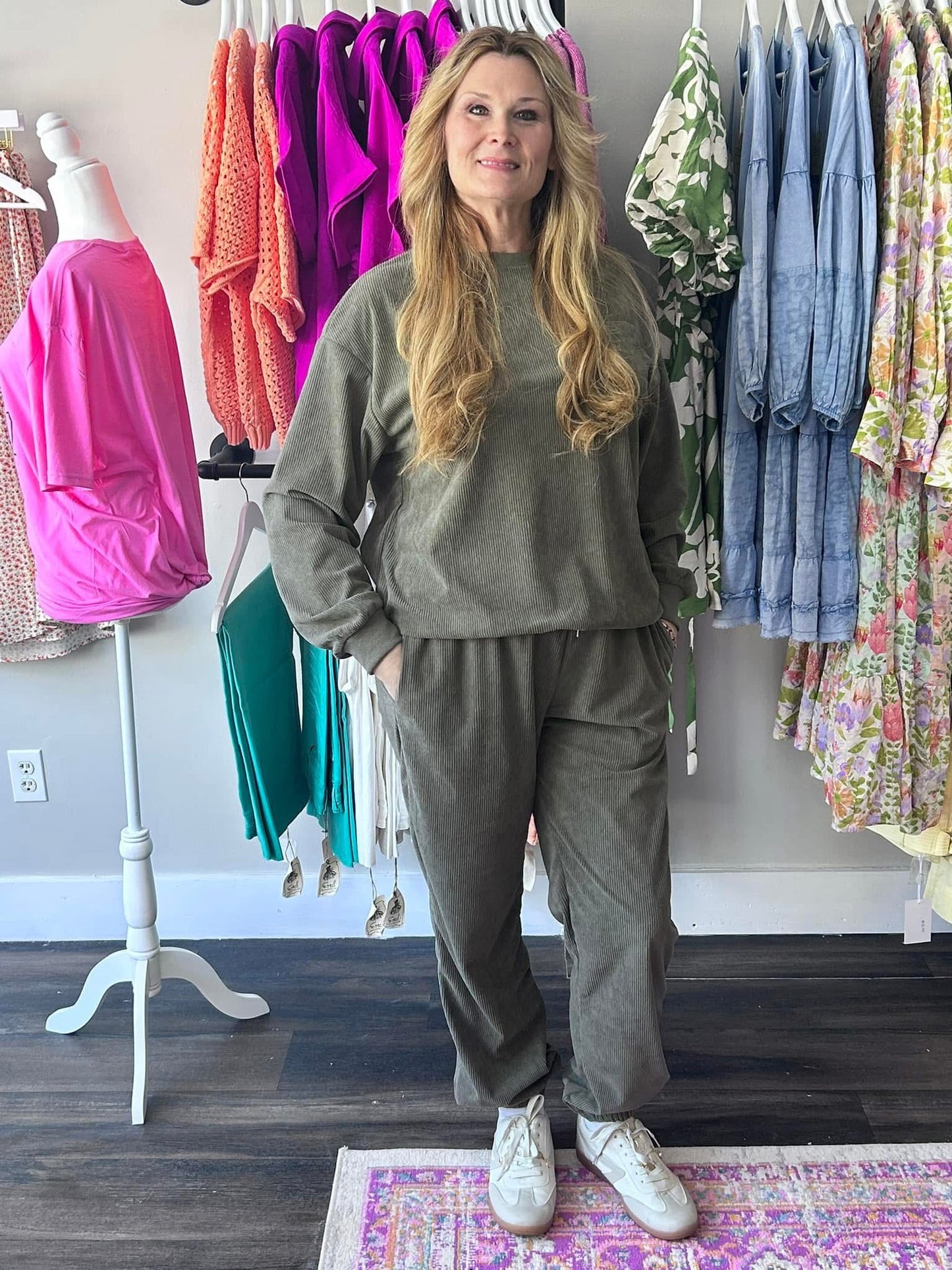 Corduroy Crewneck & Sweatpants Lounge Set
