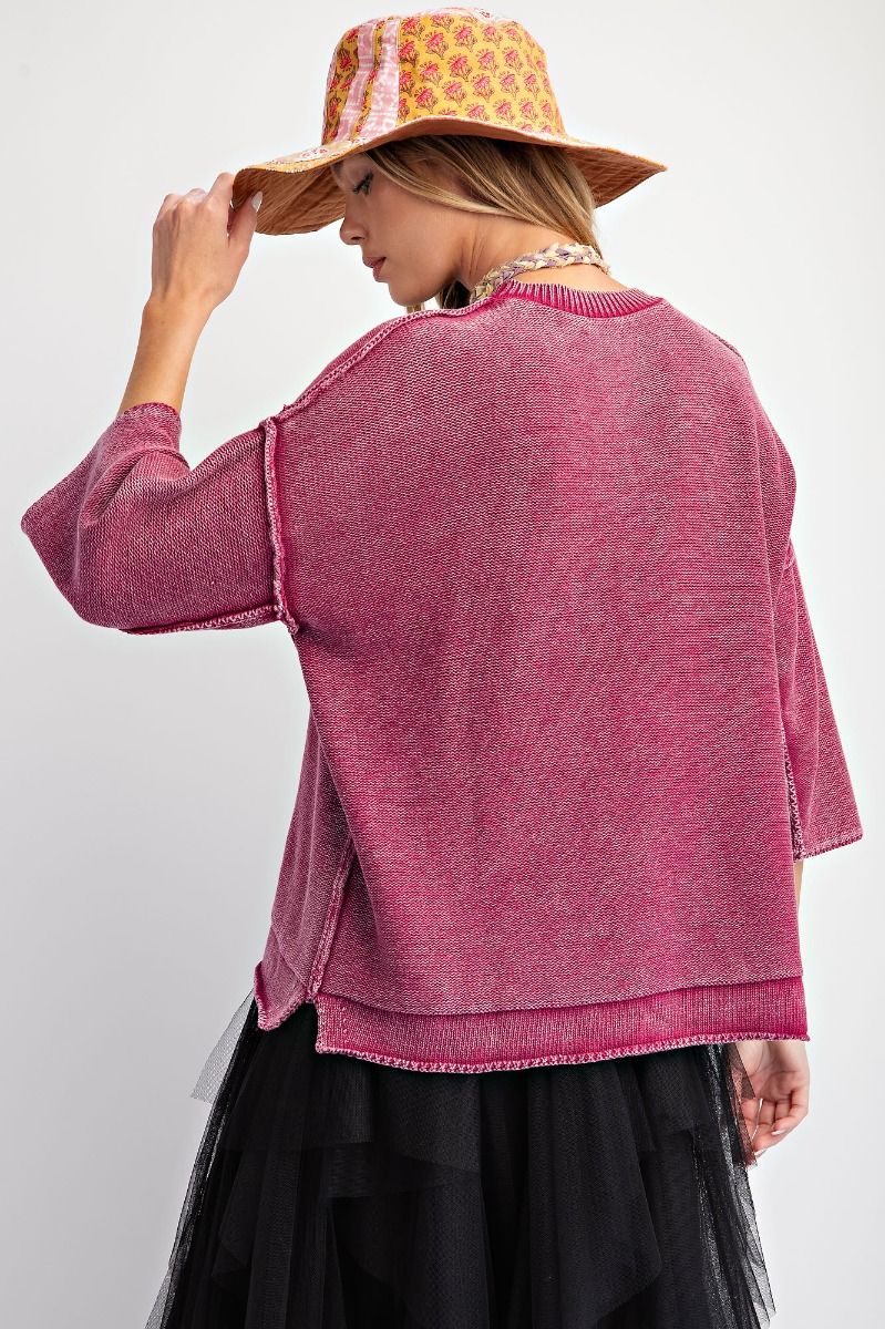 Mineral Wash Knit Sweater Top