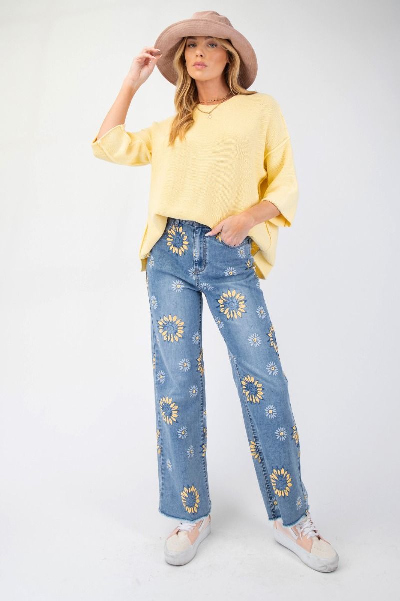 Mineral Wash Knit Sweater Top