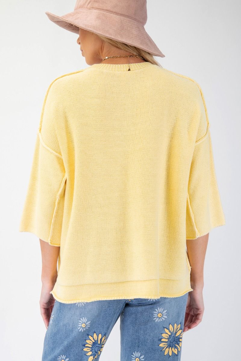 Mineral Wash Knit Sweater Top