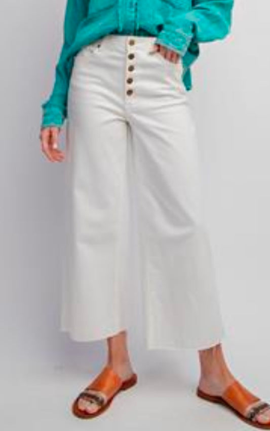 Wide Leg, Cropped, Button Fly