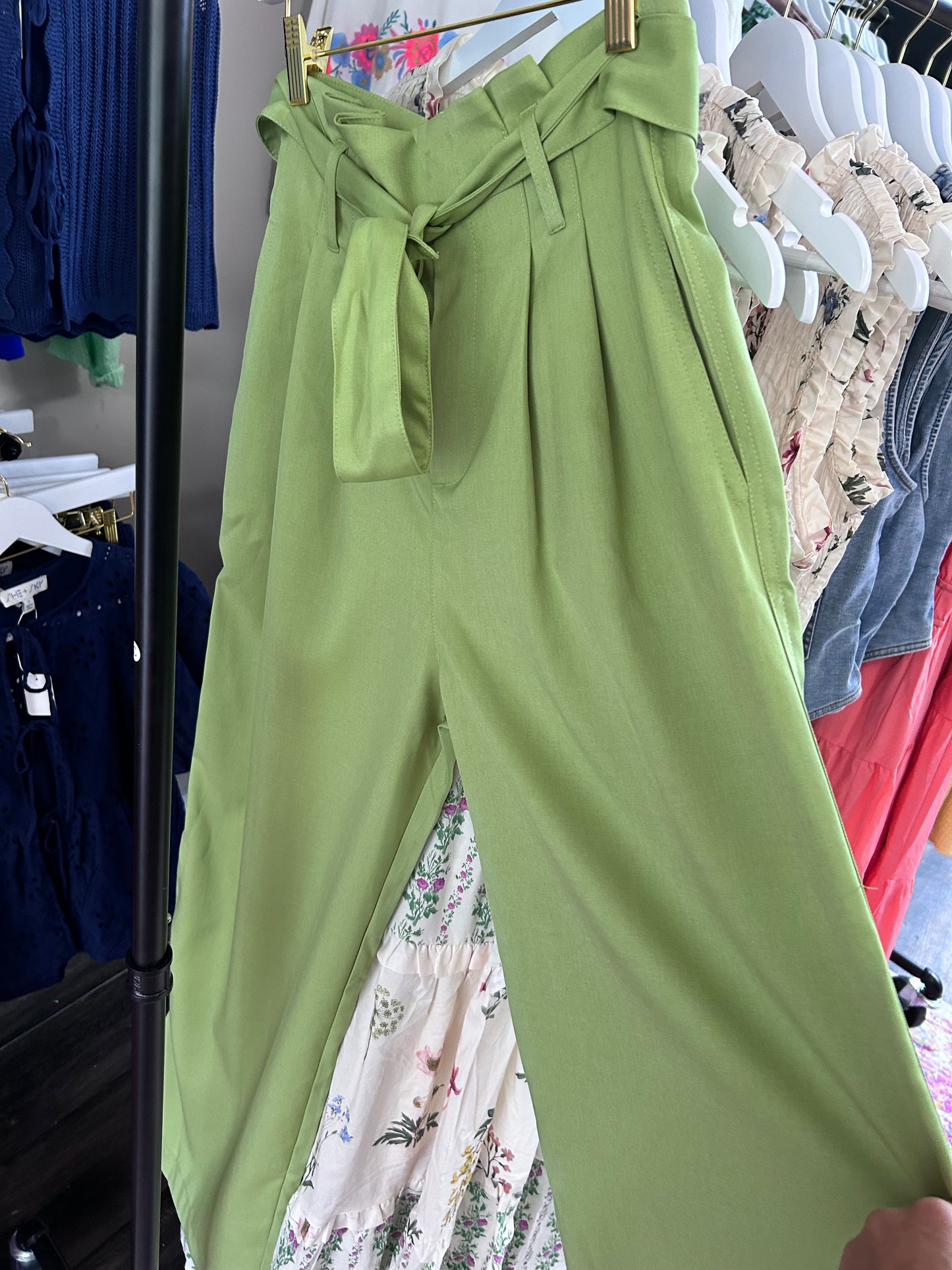 Wide leg belted pants