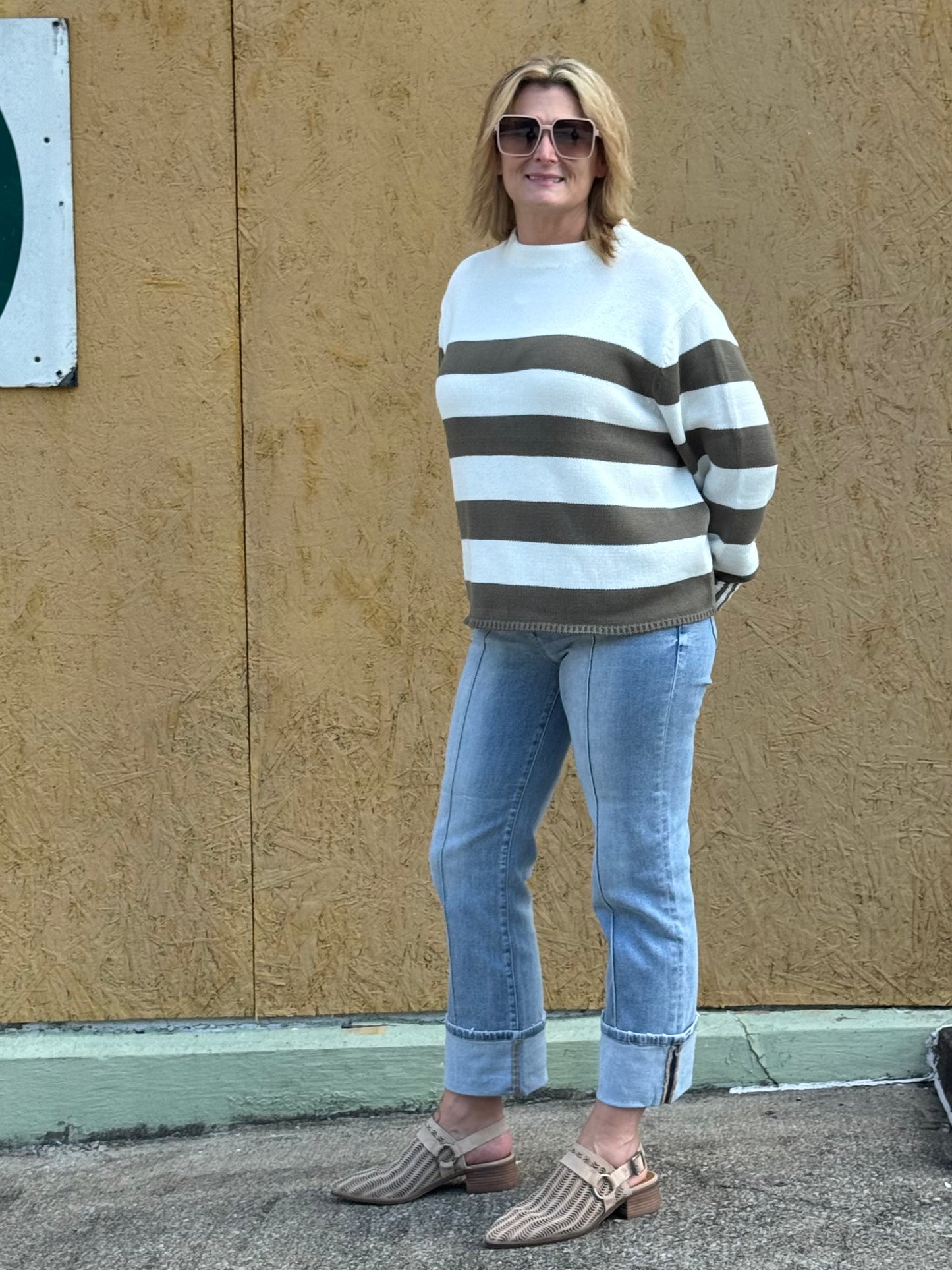 Light Olive Striped Sweater