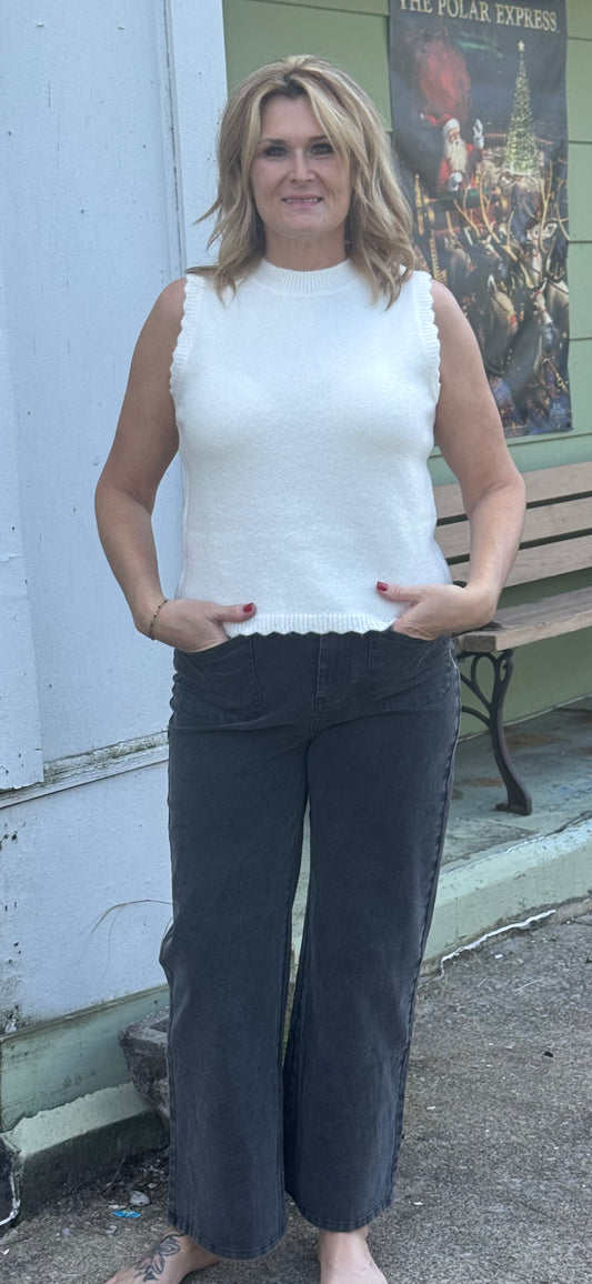 Black Faded Washed Pants