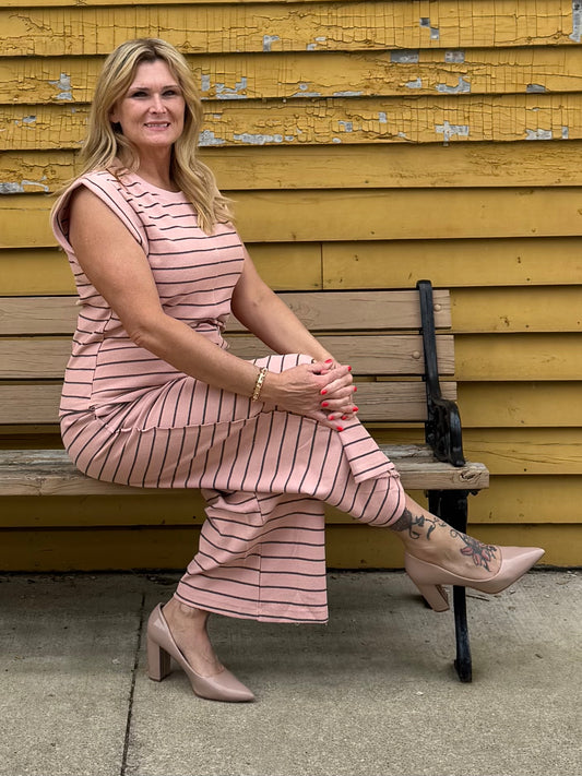 Striped Knit Pants Set