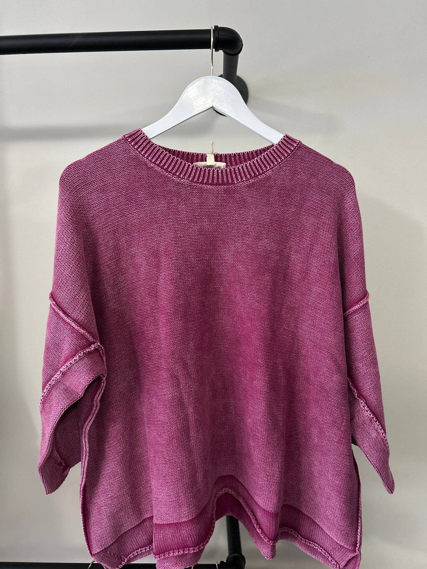 Mineral Wash Knit Sweater Top
