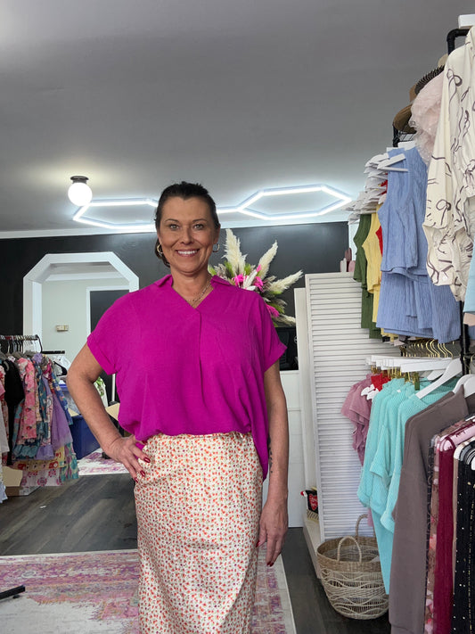 Magenta collared top