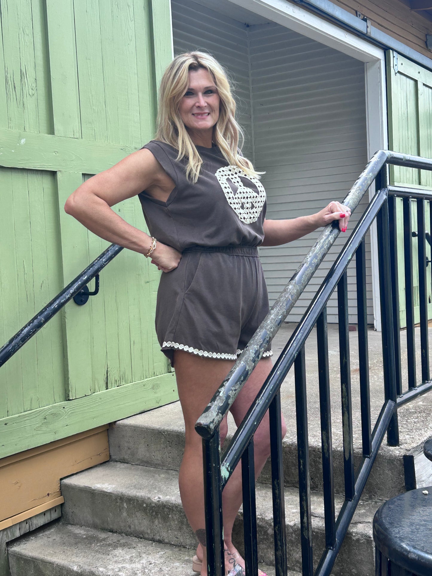 Mineral Washed Ash Olive French Terry Romper