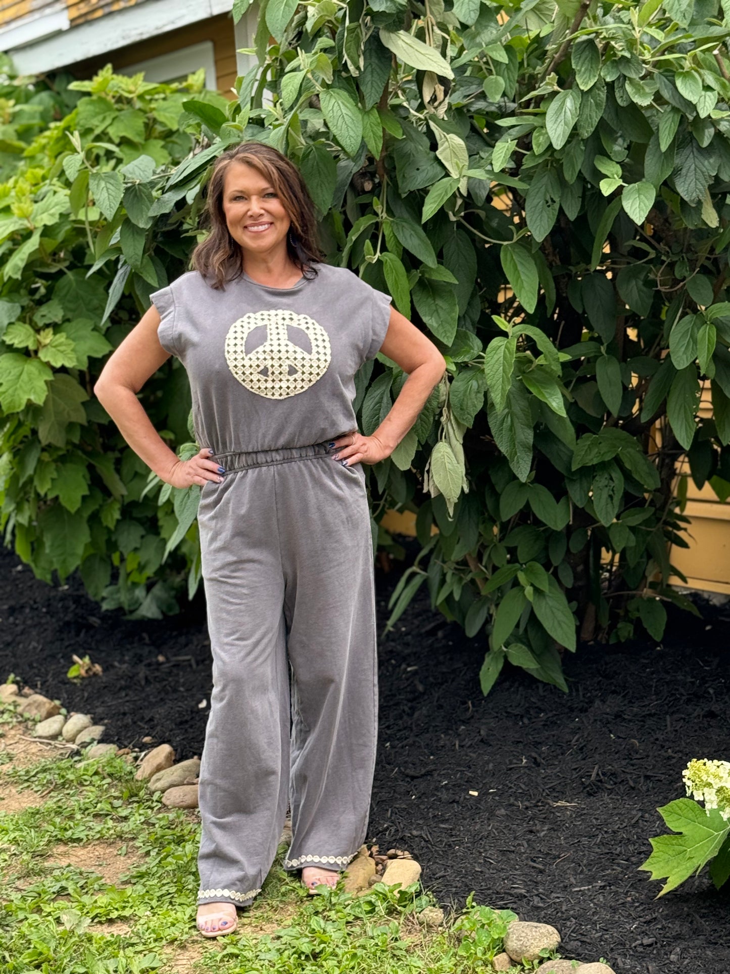 Charcoal Mineral Washed French Terry Jumpsuit