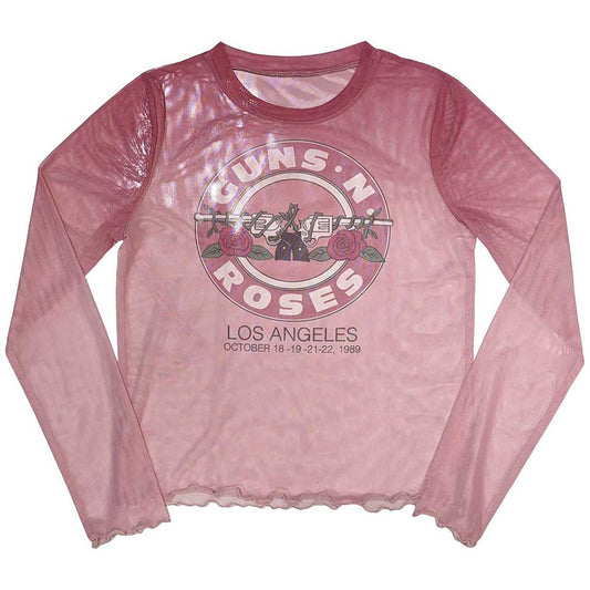 Guns N Roses Pink Mesh Long Sleeve Top