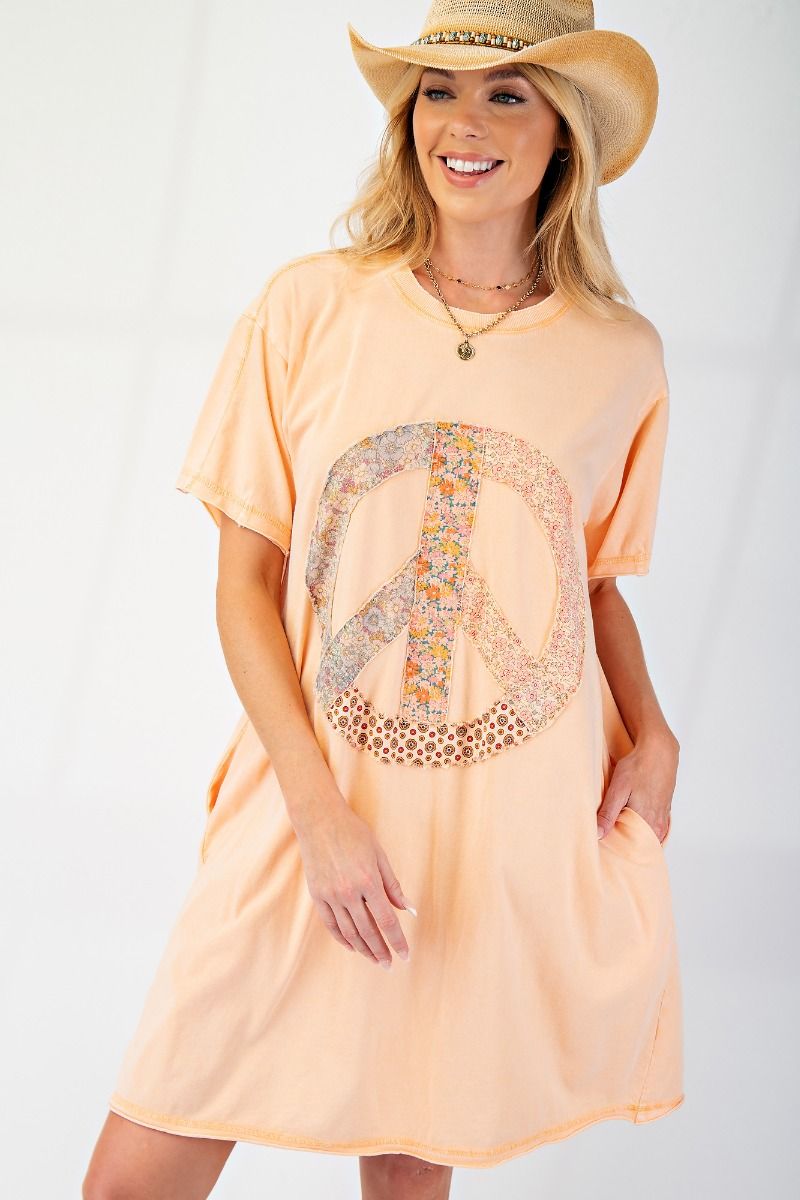 Easel cantaloupe peace patch dress