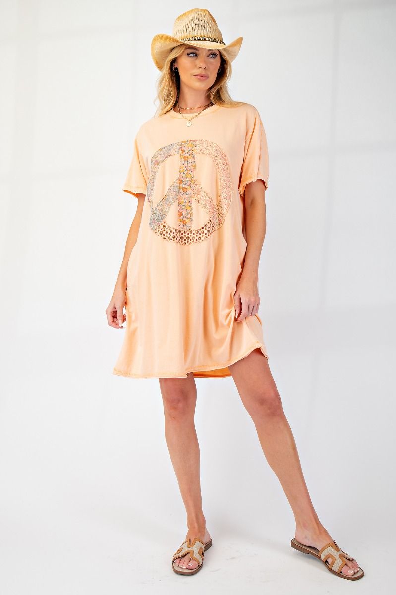 Easel cantaloupe peace patch dress