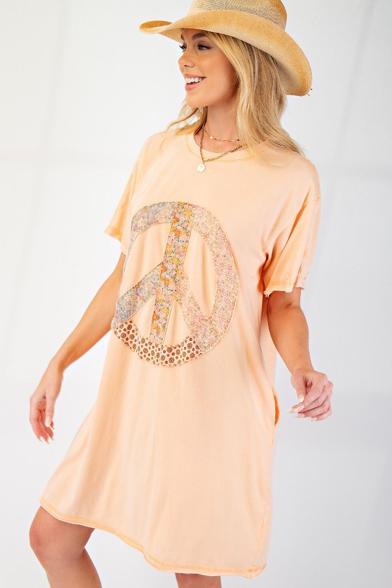 Easel cantaloupe peace patch dress