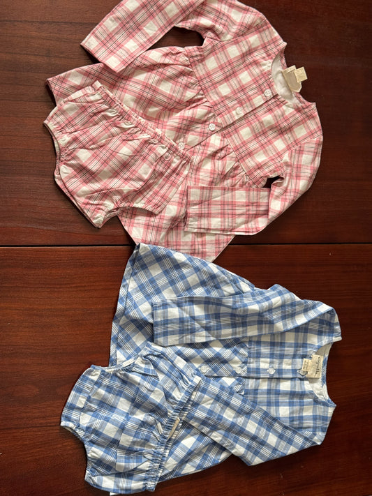 Checkered Infant Dress with Bloomers