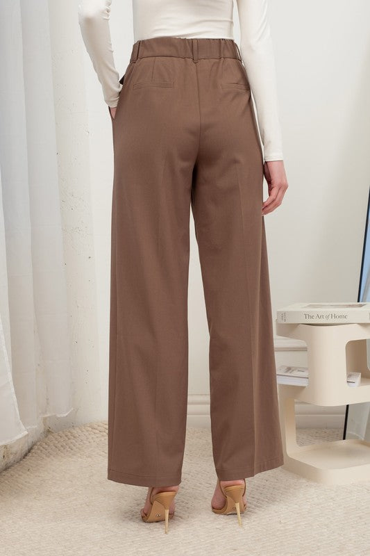 High Waist Pleated Wide Leg Dress Pants