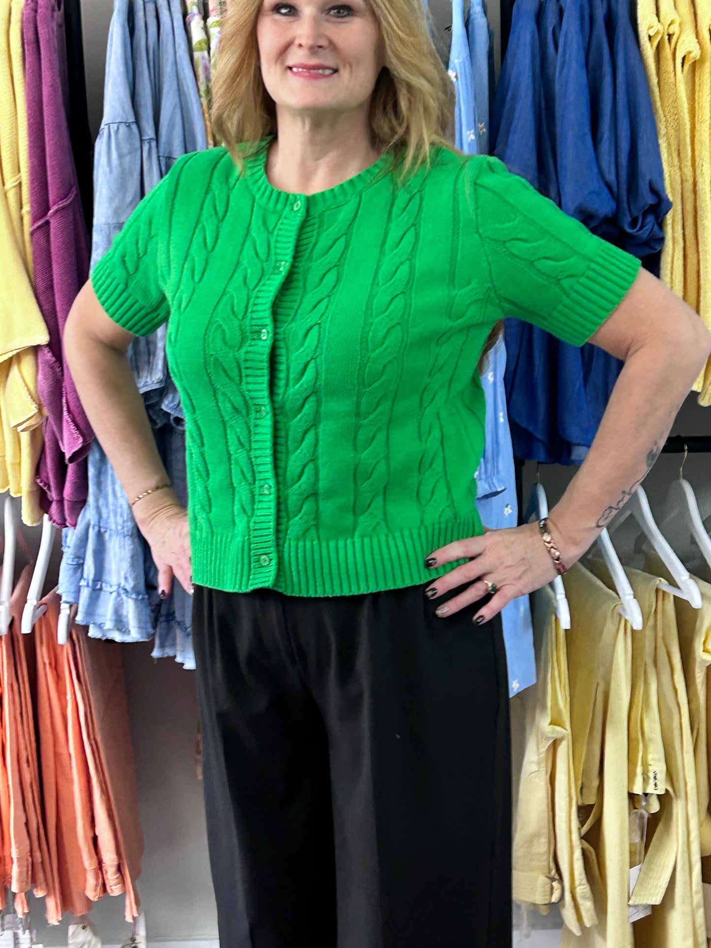 Kelley Green Button Up Sweater