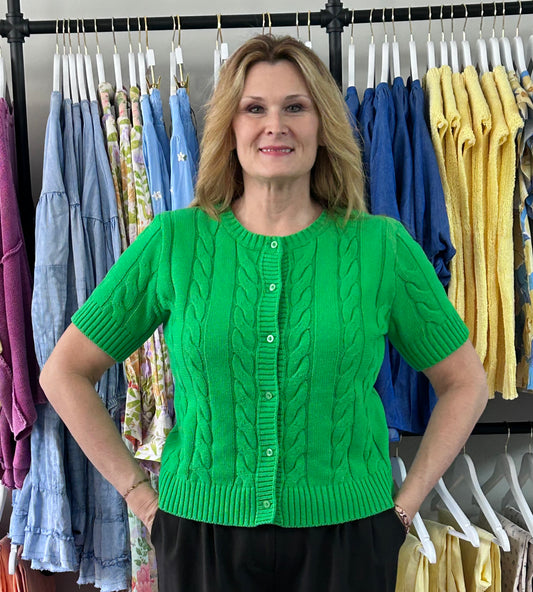 Kelley Green Button Up Sweater