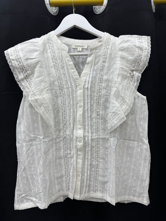 Lace Trim Detail Button Up Blouse