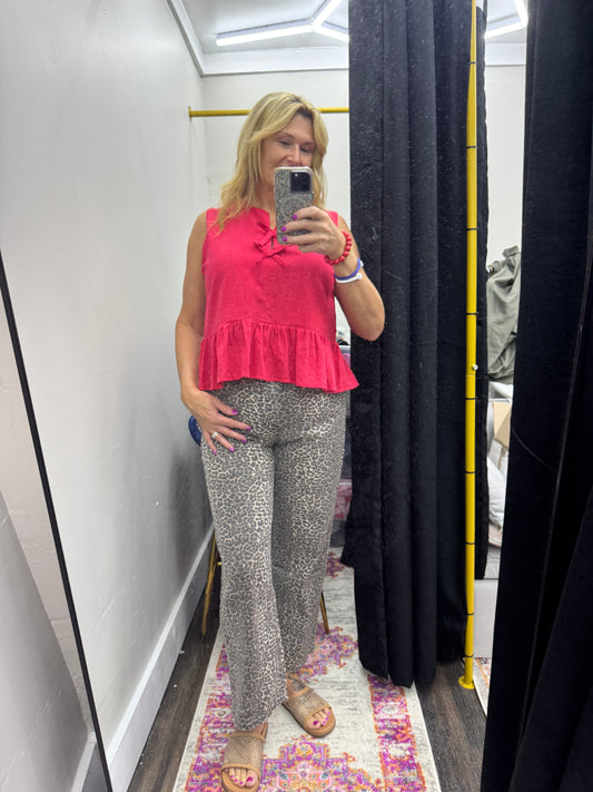 Animal Print Cropped High Rise Pants