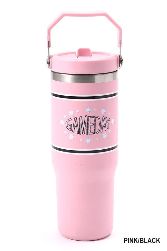 Game Day Pink and Black Tumbler