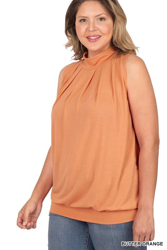 Plus Size Pleated Top with Waistband