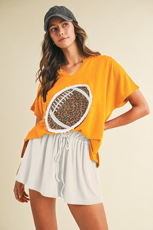 Game day Football Leopard Patch Oversized Top