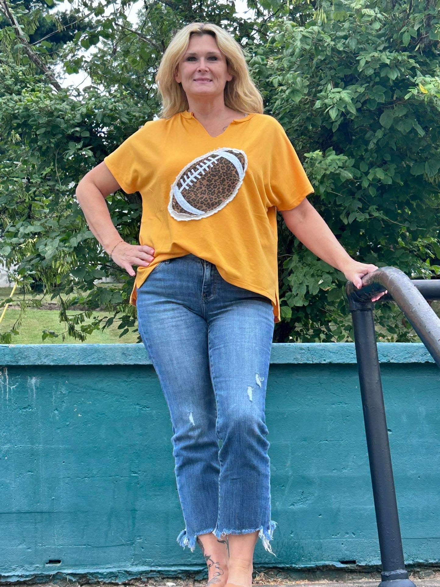 Game day Football Leopard Patch Oversized Top