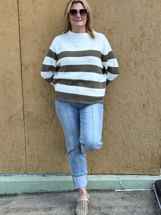 Light Olive Striped Sweater